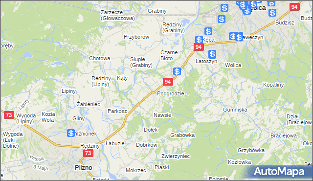 mapa Podgrodzie gmina Dębica, Podgrodzie gmina Dębica na mapie Targeo