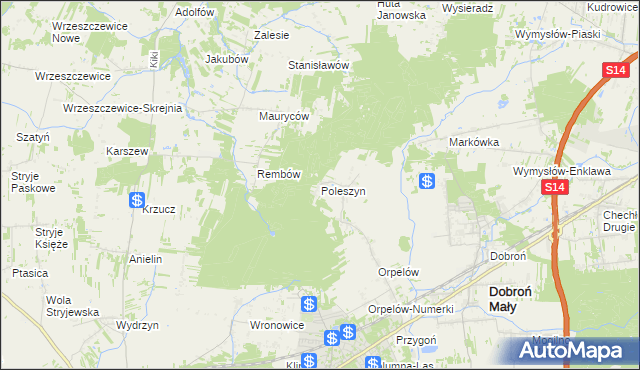 mapa Poleszyn, Poleszyn na mapie Targeo