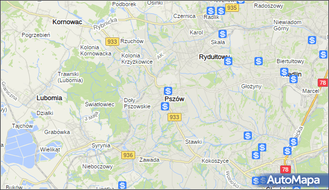 mapa Pszów, Pszów na mapie Targeo