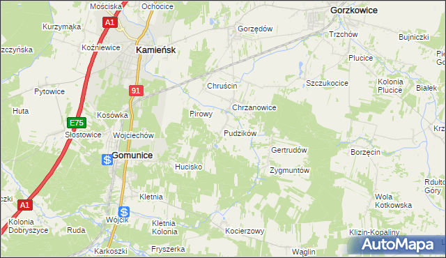 mapa Pudzików, Pudzików na mapie Targeo