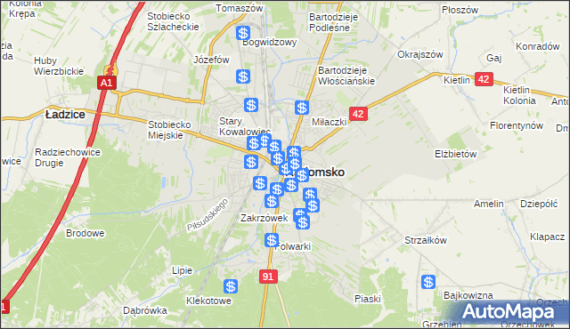 mapa Radomsko, Radomsko na mapie Targeo