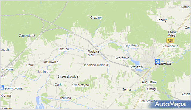 mapa Radzice Duże, Radzice Duże na mapie Targeo