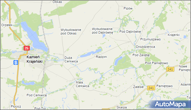 mapa Radzim gmina Kamień Krajeński, Radzim gmina Kamień Krajeński na mapie Targeo