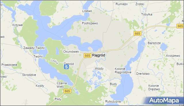 mapa Rajgród powiat grajewski, Rajgród powiat grajewski na mapie Targeo