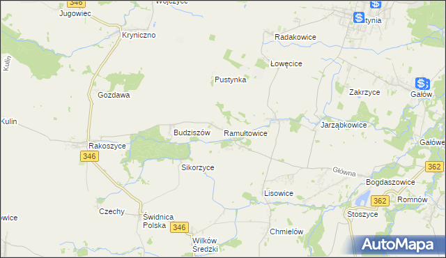 mapa Ramułtowice, Ramułtowice na mapie Targeo