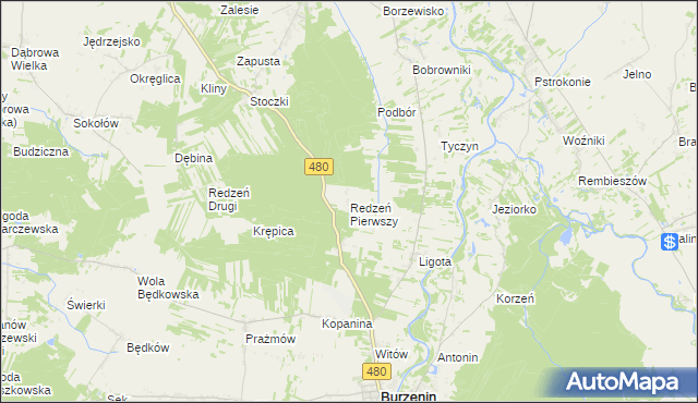 mapa Redzeń Pierwszy, Redzeń Pierwszy na mapie Targeo