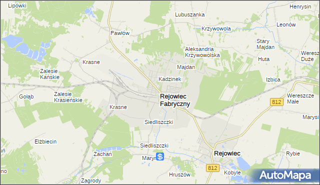 mapa Rejowiec Fabryczny, Rejowiec Fabryczny na mapie Targeo
