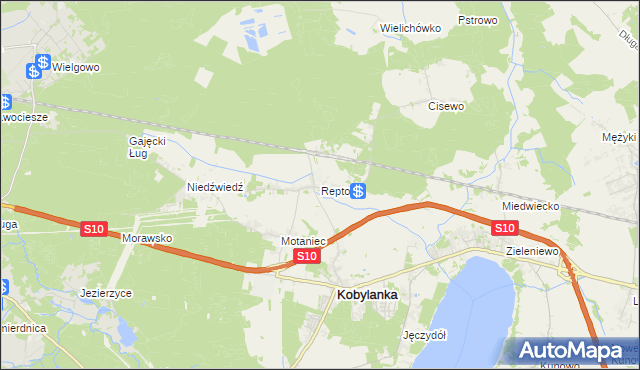 mapa Reptowo gmina Kobylanka, Reptowo gmina Kobylanka na mapie Targeo