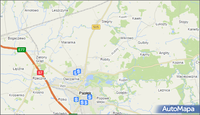 mapa Robity gmina Pasłęk, Robity gmina Pasłęk na mapie Targeo