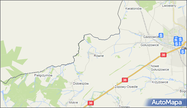 mapa Równe gmina Głubczyce, Równe gmina Głubczyce na mapie Targeo