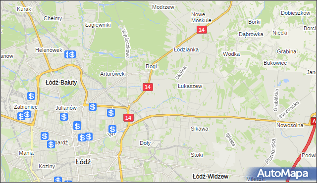 mapa Różki gmina Łódź, Różki gmina Łódź na mapie Targeo