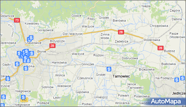mapa Roztoki gmina Tarnowiec, Roztoki gmina Tarnowiec na mapie Targeo