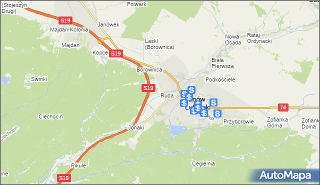 mapa Ruda gmina Janów Lubelski, Ruda gmina Janów Lubelski na mapie Targeo