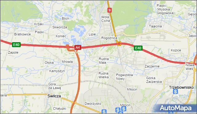 mapa Rudna Mała gmina Głogów Małopolski, Rudna Mała gmina Głogów Małopolski na mapie Targeo