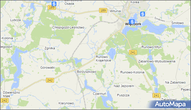 mapa Runowo Krajeńskie, Runowo Krajeńskie na mapie Targeo