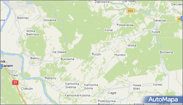 mapa Ryczki, Ryczki na mapie Targeo