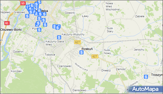 mapa Rzekuń, Rzekuń na mapie Targeo