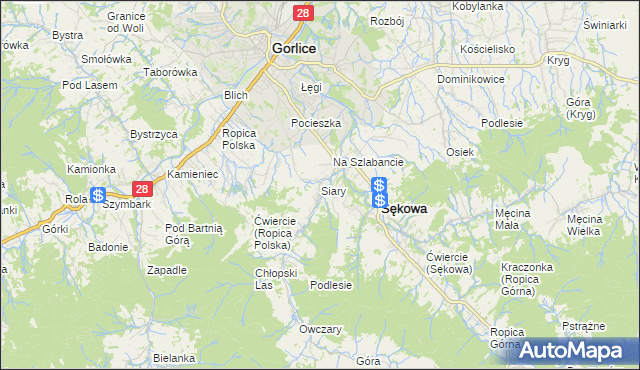 mapa Siary, Siary na mapie Targeo