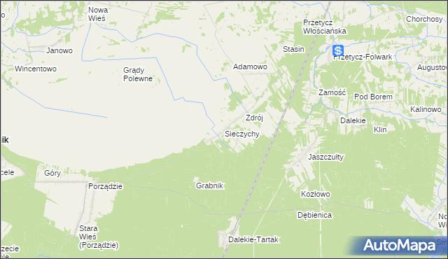 mapa Sieczychy, Sieczychy na mapie Targeo