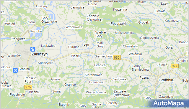 mapa Siemiechów gmina Gromnik, Siemiechów gmina Gromnik na mapie Targeo