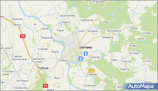 mapa Sieniawa powiat przeworski, Sieniawa powiat przeworski na mapie Targeo