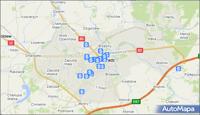 mapa Sieradz, Sieradz na mapie Targeo