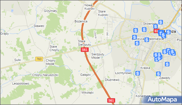 mapa Sierzputy Młode, Sierzputy Młode na mapie Targeo