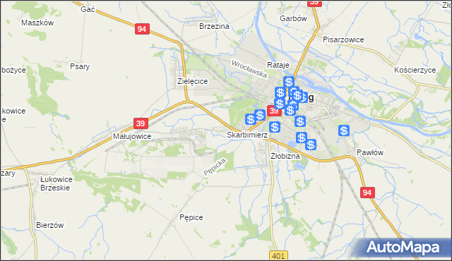 mapa Skarbimierz powiat brzeski, Skarbimierz powiat brzeski na mapie Targeo