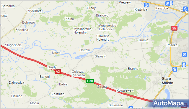 mapa Sławsk, Sławsk na mapie Targeo