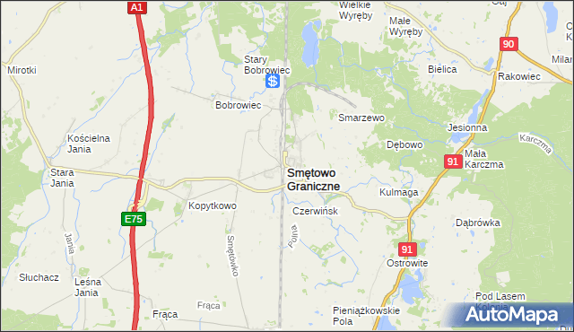 mapa Smętowo Graniczne, Smętowo Graniczne na mapie Targeo