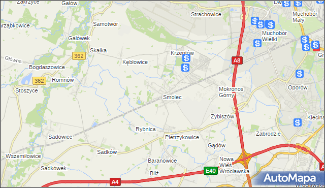 mapa Smolec, Smolec na mapie Targeo