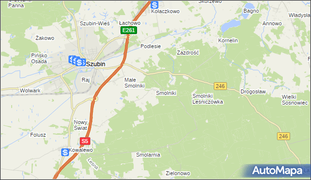 mapa Smolniki gmina Szubin, Smolniki gmina Szubin na mapie Targeo