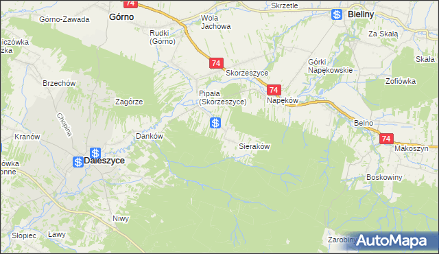 mapa Smyków gmina Daleszyce, Smyków gmina Daleszyce na mapie Targeo