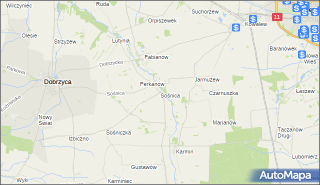 mapa Sośnica gmina Dobrzyca, Sośnica gmina Dobrzyca na mapie Targeo