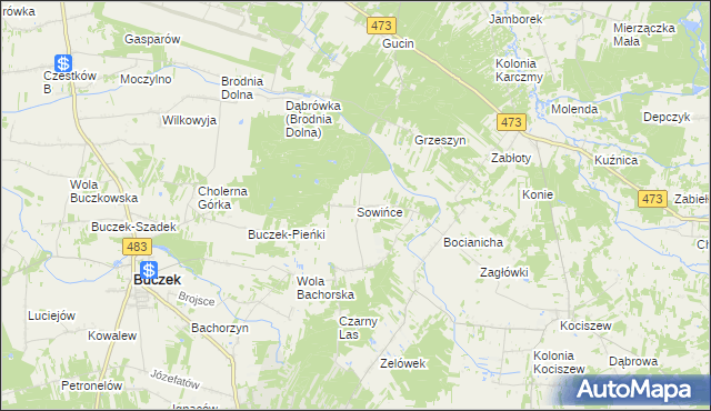 mapa Sowińce, Sowińce na mapie Targeo