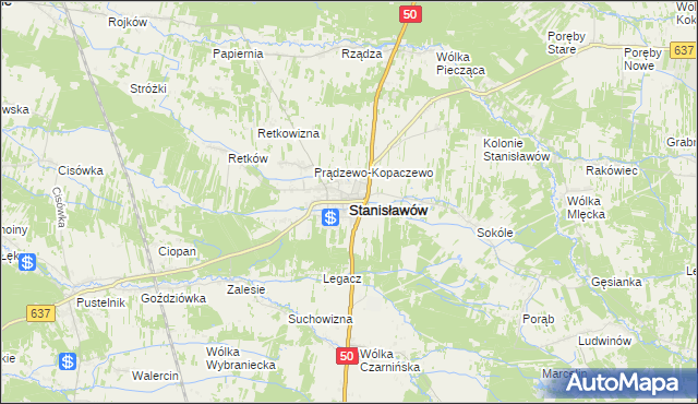 mapa Stanisławów powiat miński, Stanisławów powiat miński na mapie Targeo