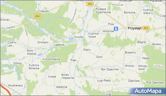 mapa Stany gmina Przystajń, Stany gmina Przystajń na mapie Targeo