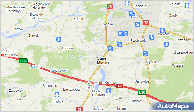 mapa Stare Miasto powiat koniński, Stare Miasto powiat koniński na mapie Targeo