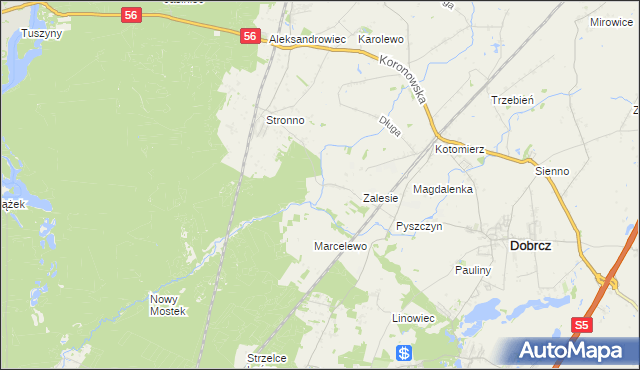 mapa Stronno gmina Koronowo, Stronno gmina Koronowo na mapie Targeo