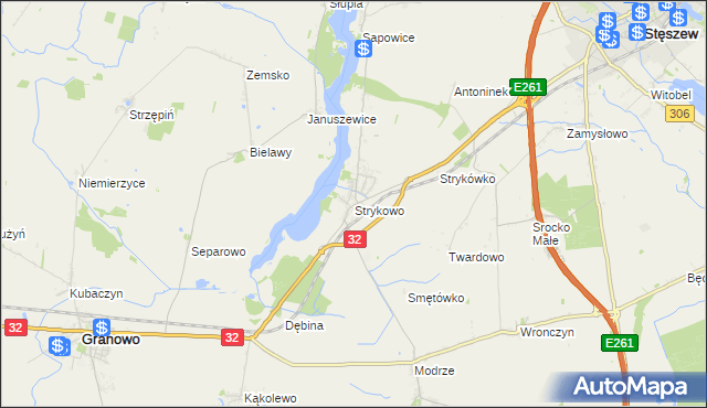 mapa Strykowo, Strykowo na mapie Targeo
