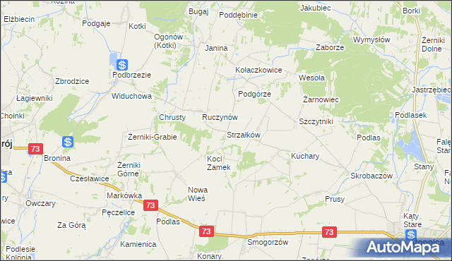 mapa Strzałków gmina Stopnica, Strzałków gmina Stopnica na mapie Targeo