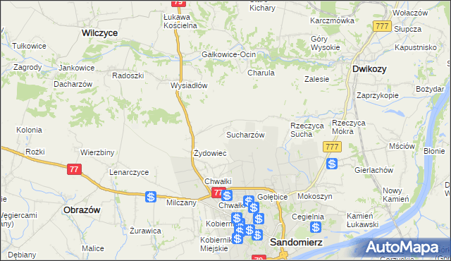 mapa Sucharzów, Sucharzów na mapie Targeo