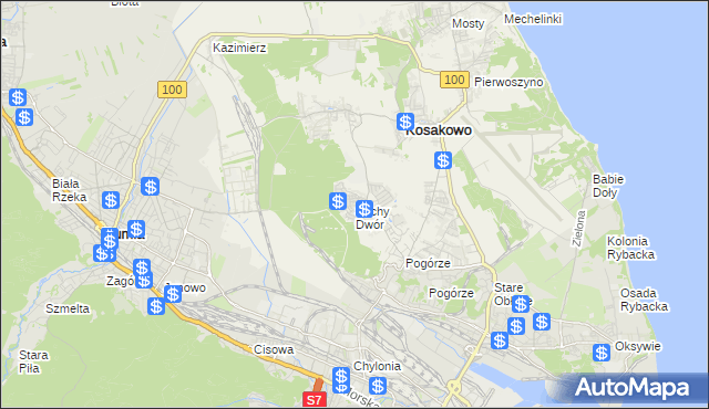 mapa Suchy Dwór gmina Kosakowo, Suchy Dwór gmina Kosakowo na mapie Targeo