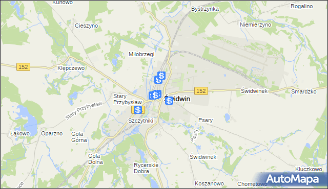 mapa Świdwin, Świdwin na mapie Targeo