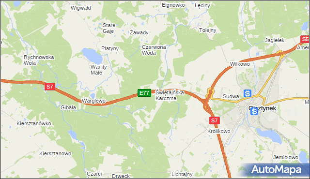 mapa Świętajńska Karczma, Świętajńska Karczma na mapie Targeo