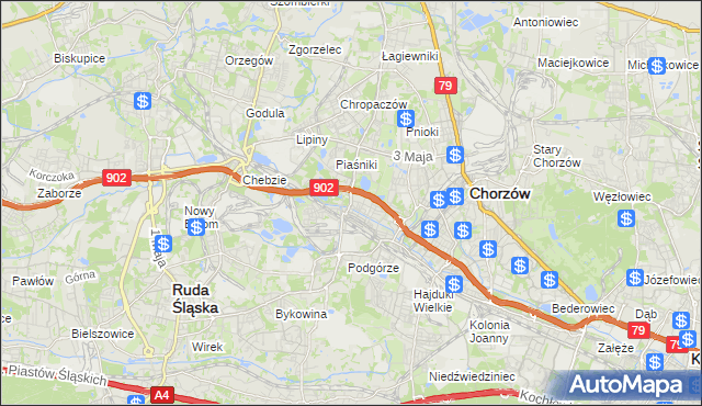 mapa Świętochłowice, Świętochłowice na mapie Targeo