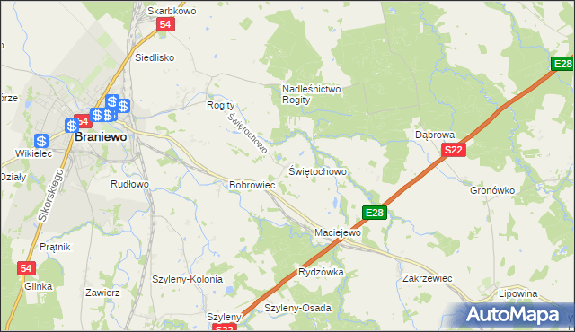 mapa Świętochowo, Świętochowo na mapie Targeo