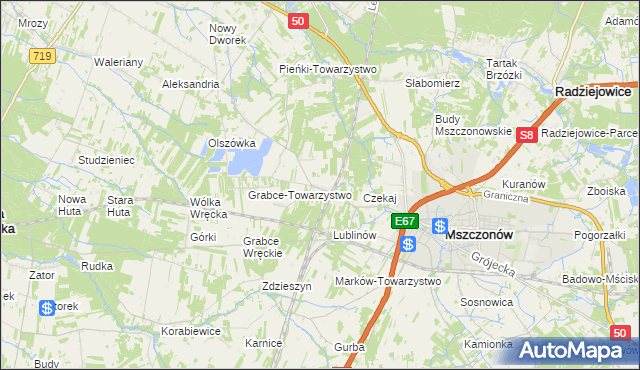 mapa Świnice gmina Mszczonów, Świnice gmina Mszczonów na mapie Targeo