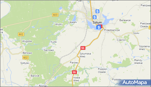 mapa Sztumska Wieś Osada, Sztumska Wieś Osada na mapie Targeo