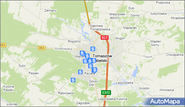 mapa Tomaszów Lubelski, Tomaszów Lubelski na mapie Targeo